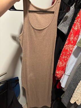 Sleeveless Knit Tank Dress in Taupe